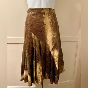 Stunning Roberto Cavalli Asymmetrical Brown /Bronze leather Skirt Size S/M